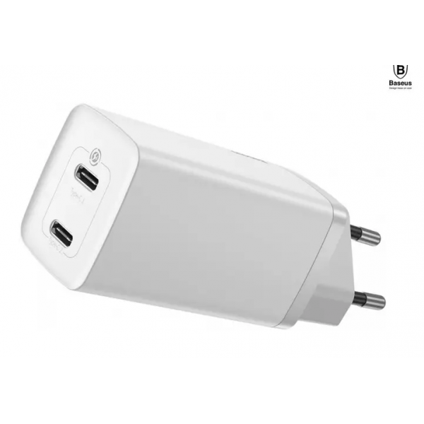 

Зарядное устройство Baseus (CCGAN2L-B)(EU) GaN2 Lite Quick ChargerC+U 65W — White(Белый)