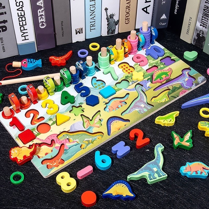 

Деревянная игра сортер Монтессори MD2758 с магнитной рыбалкой Dino