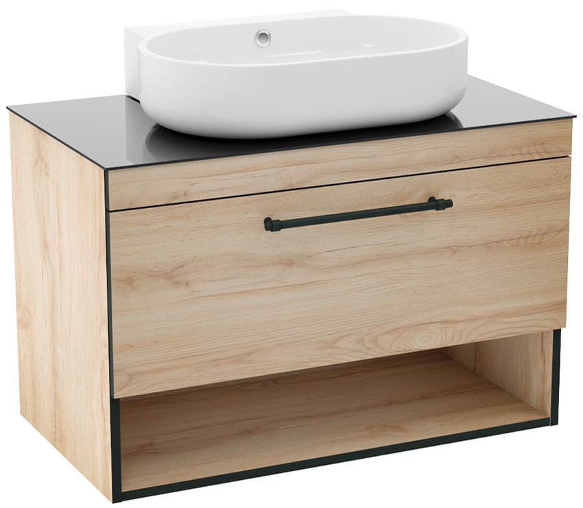

Тумба Imprese Black Edge f32119OK с умывальником 90 см дуб