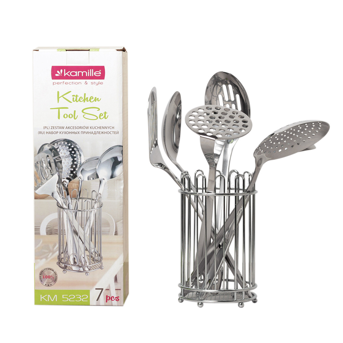 

Набор кухонных принадлежностей Kamille 6 предметов в комплекте с подставкой KM-5232