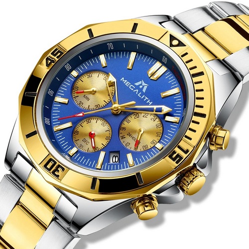 

Наручные часы Megalith 8206M Silver-Gold-Blue