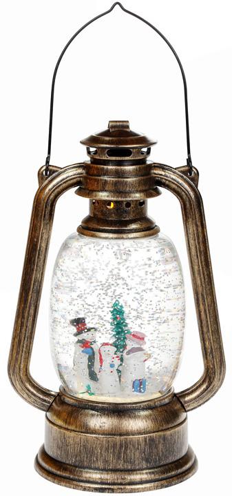 

Новогодний декоративный фонарь "Трио снеговиков" 24см с LED подсветкой, подвесной