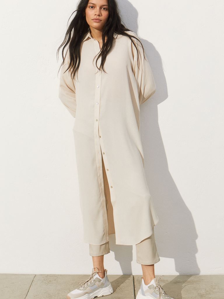 

Туника H&M 949792b16 XL Светло-бежевая