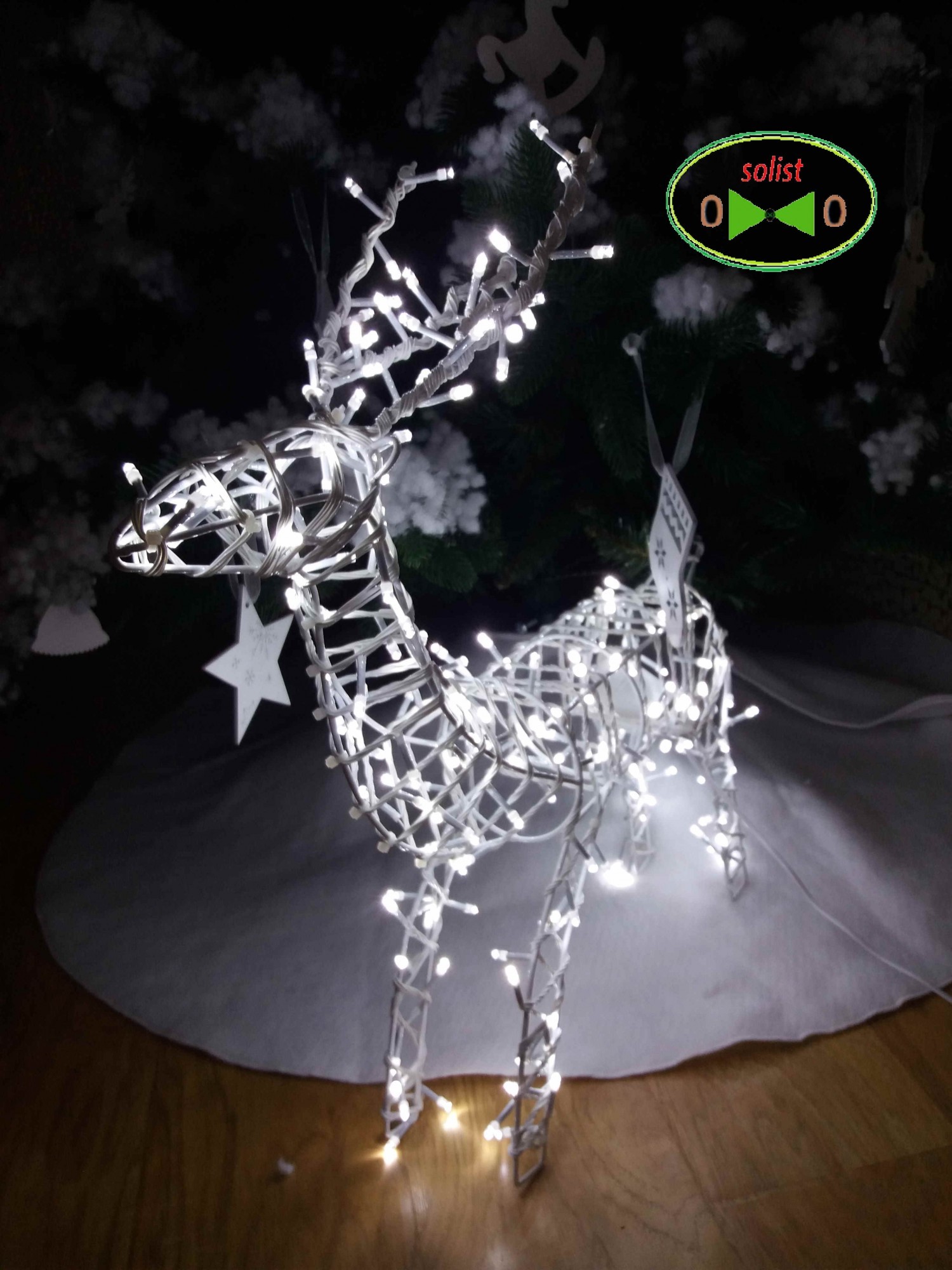

Светодиодный LED Олень Новогодний 55 см . Белый