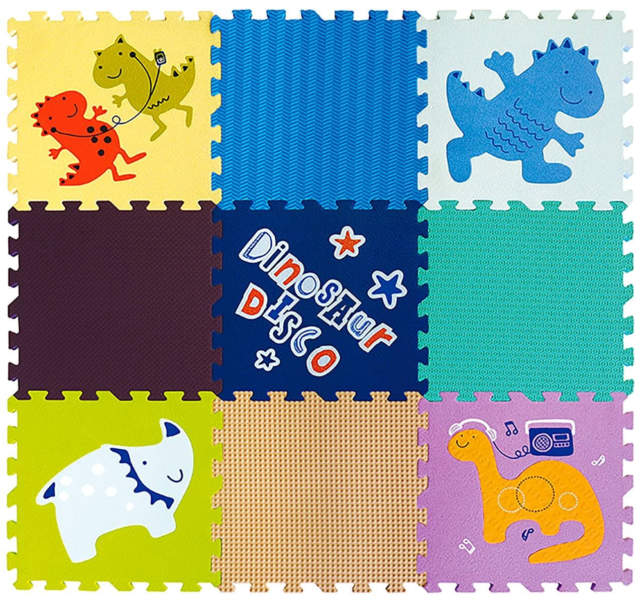 

Детский развивающий игровой коврик-пазл Baby Great Диско динозавры 92х92 см