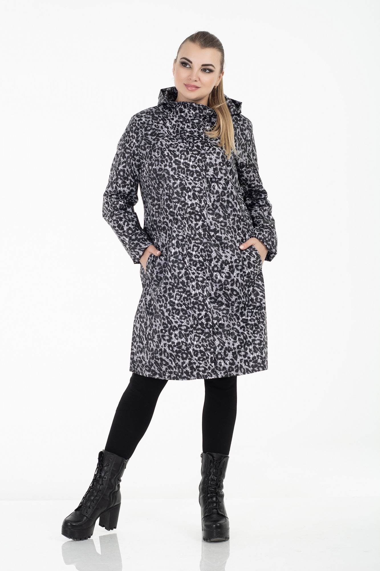 

Женский плащ Welltre "Моника"  черно-серый, Женский плащ Welltre "Моника" 54 черно-серый