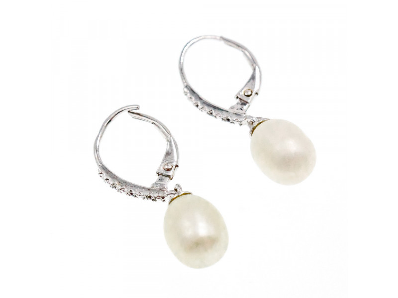 

Серебряные серьги с жемчугом и фианитами Sky Jewelry 003385