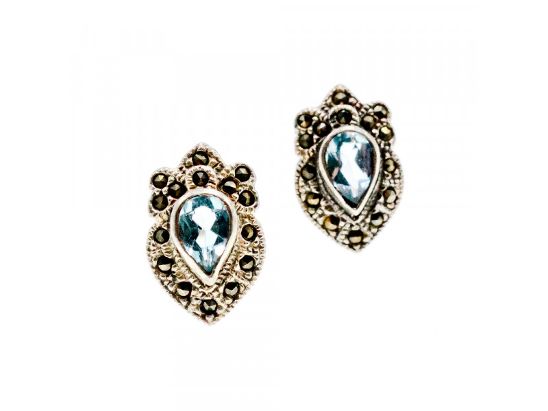 

Серебряные серьги с топазом и марказитом Натуральный Sky Jewelry 003374
