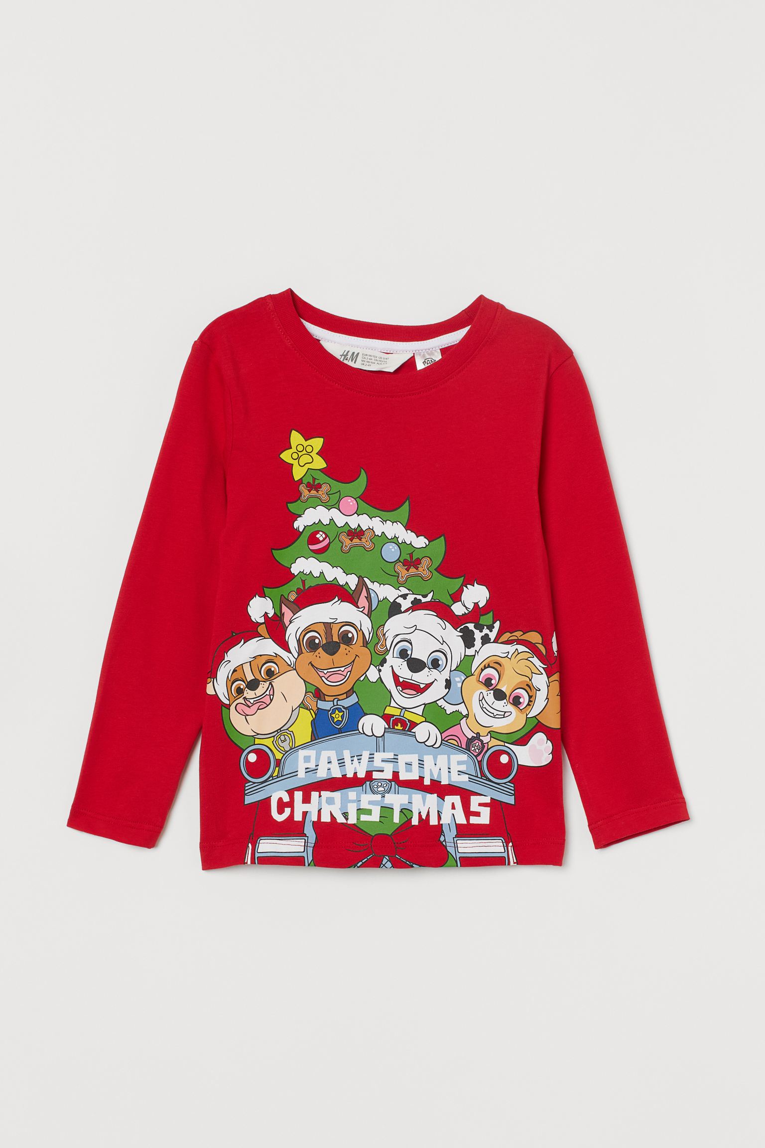 

Лонгслив H&M 122 128см красный принт 6107476482