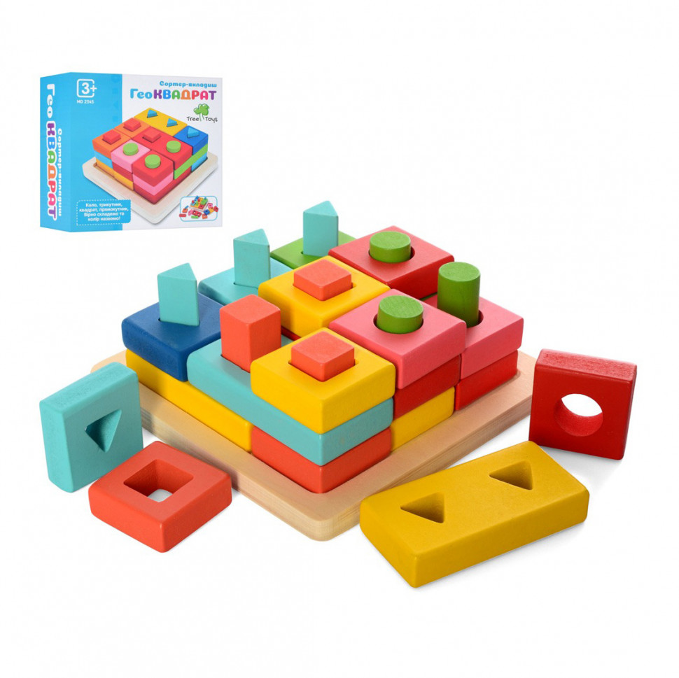 

Деревянная игрушка сортер-вкладыш "Геометрика" MD 2345