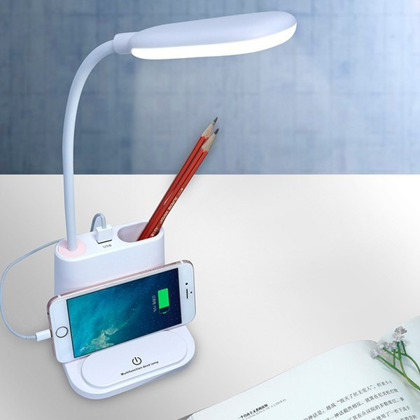 

Настольная светодиодная лампа 3в1 со встроенным аккумулятором и PowerBank 2 режима свечения подставка для ручек сенсорное включение гибкая лампа подставка для телефона. (bl000131)