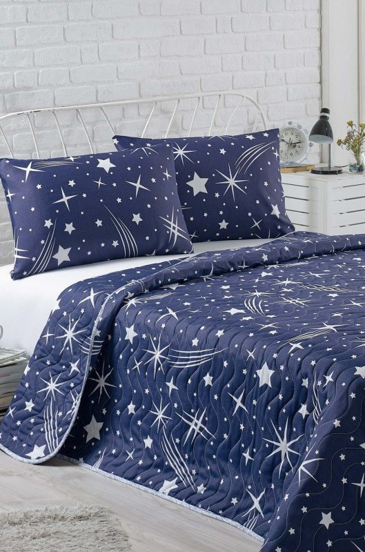 

Покрывало стеганное с наволочками 200*220 Eponj Home Halley синее