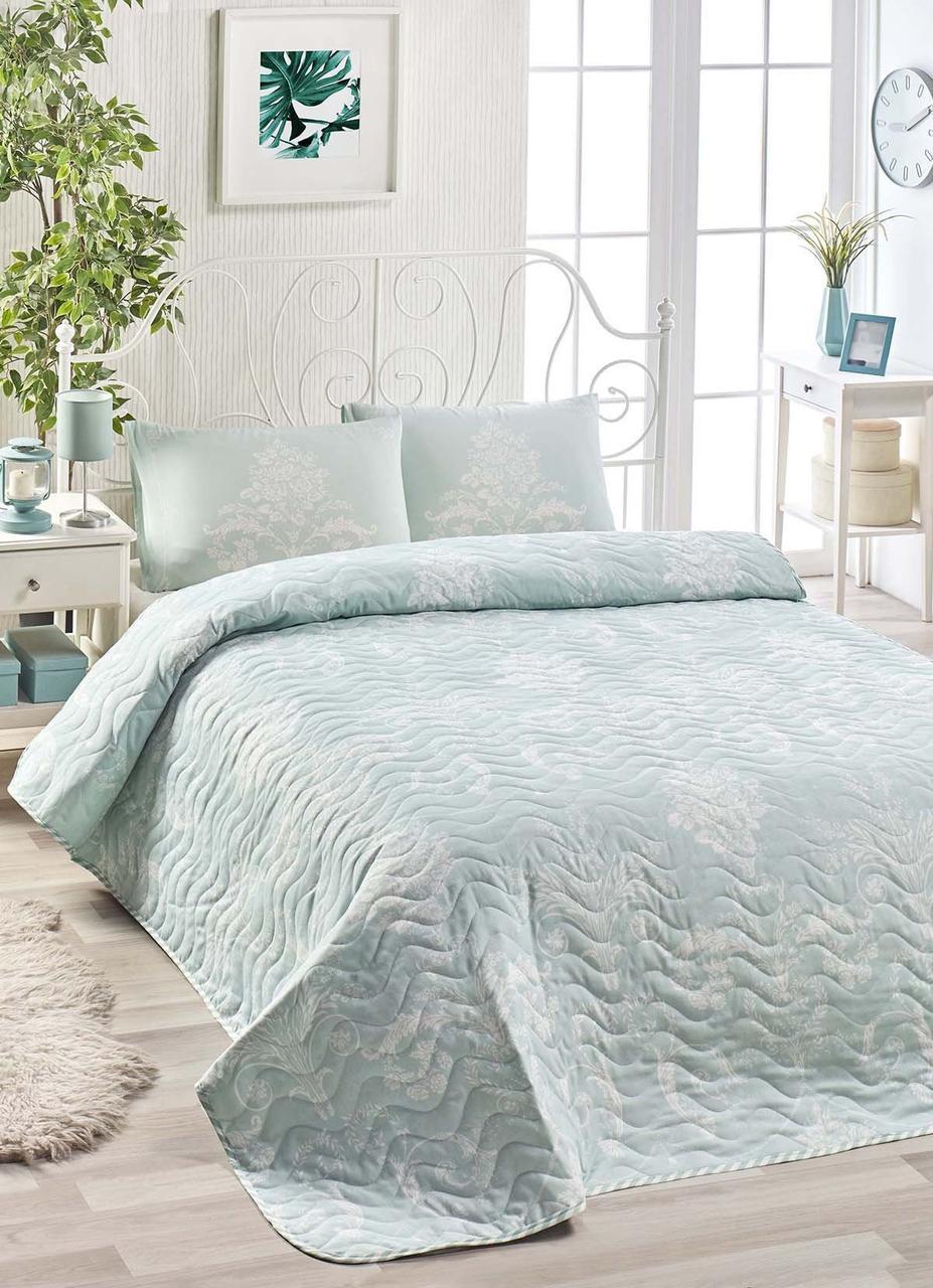 

Покрывало стеганное с наволочками 160*220 Eponj Home Kralice mint ментоловый
