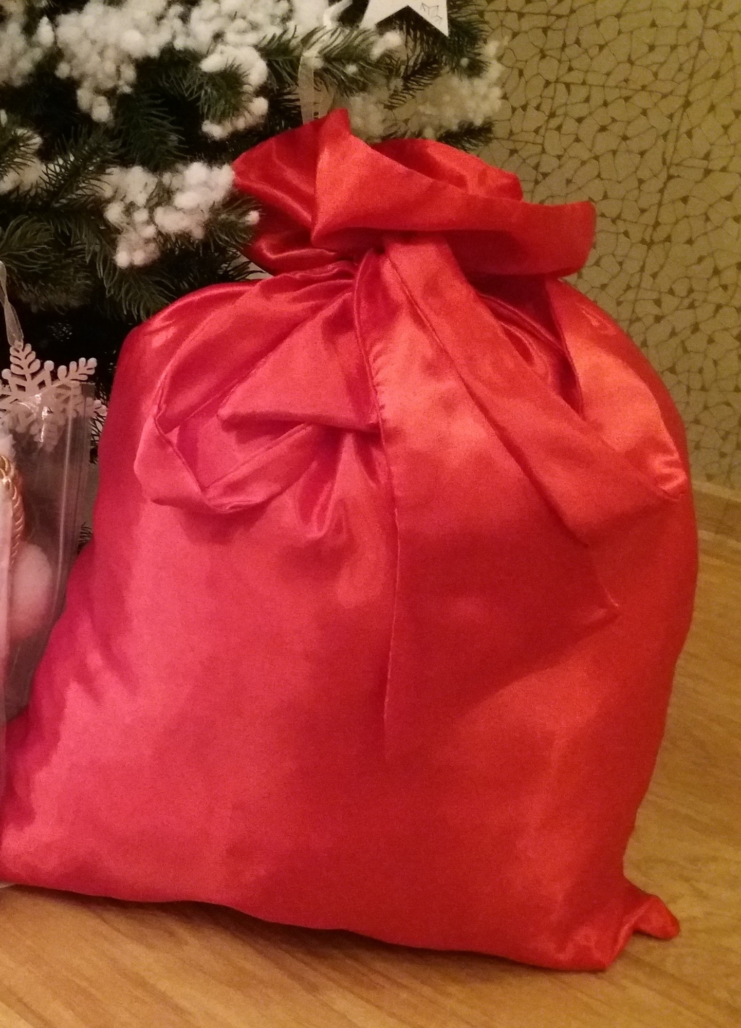 

Новогодний мешок Деда мороза VVASH 75*55 см. Атлас Красный