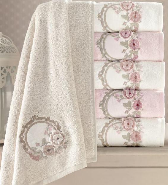 

Набор 6 полотенец Pupilla Hayal 3D с вышивкой 70х140см (банные), бамбук