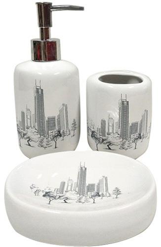 

Набор аксессуаров Bathroom "City" для ванной комнаты: дозатор, мыльница и стакан