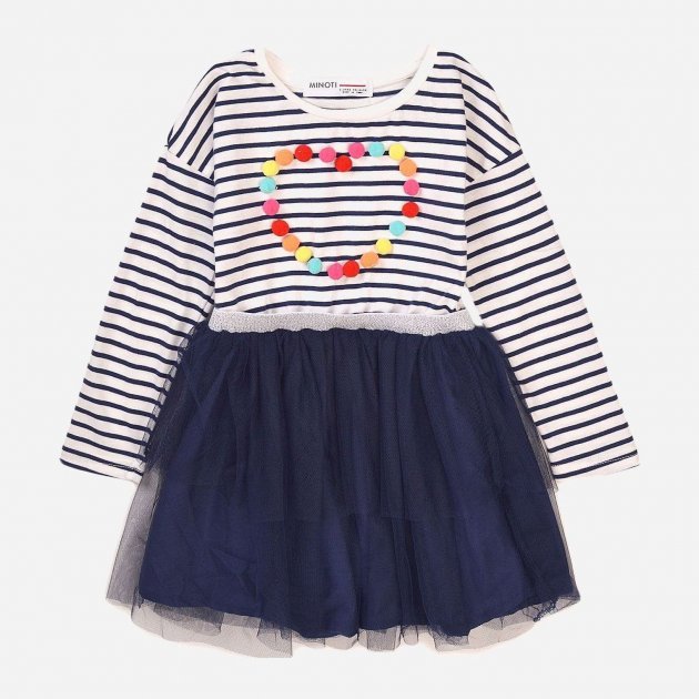

Фатиновое платье с длинными рукавами Minoti Pom 3 33853KID 80-86 см Темно-синее
