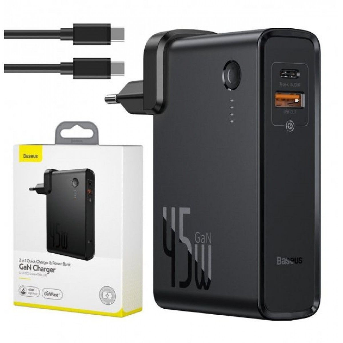 

Зарядное устройство Baseus 45W 10000 mAh 2в1 павербанк & зарядное устройство для MacBook/iPad/iPhone/Android black