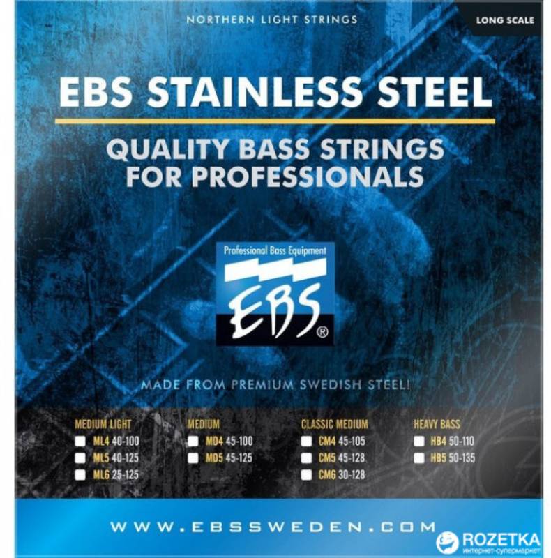 

Струны для бас-гитары EBS SS-CM 5-strings (45-128) Stainless Steel 194991