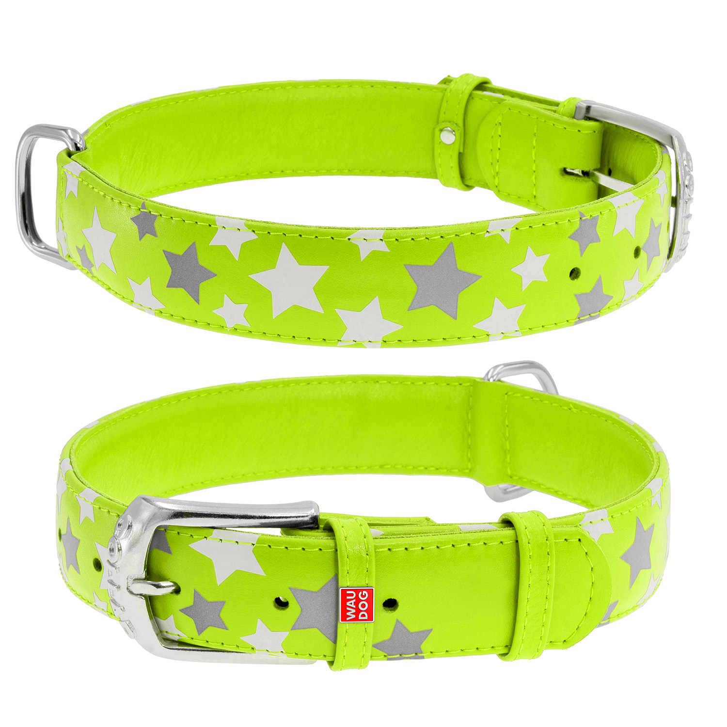 

Ошейник WAUDOG Glamour с узором "Звездочка" 46-60 см 35 мм Салатовый (35885)