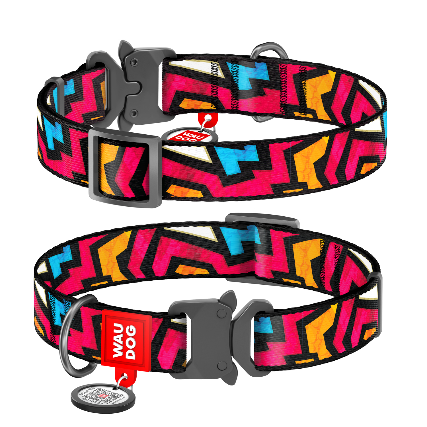 

Ошейник WAUDOG Nylon с QR паспортом, рисунок "Граффити" металлическая пряжка-фастекс 35-58 см 25 мм Разноцветный (5118)
