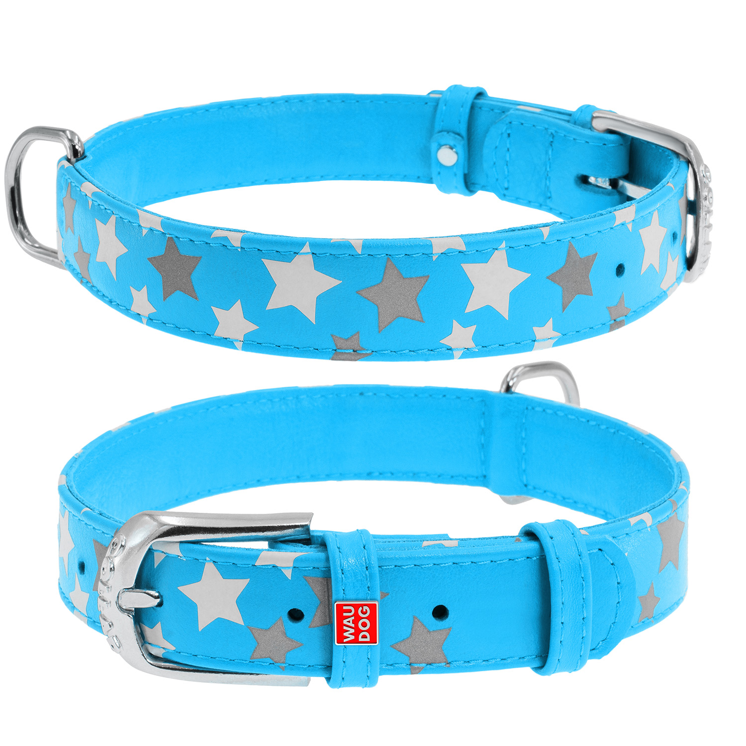 

Ошейник WAUDOG Glamour с узором "Звездочка" 30-39 см 20 мм Голубой (35862)