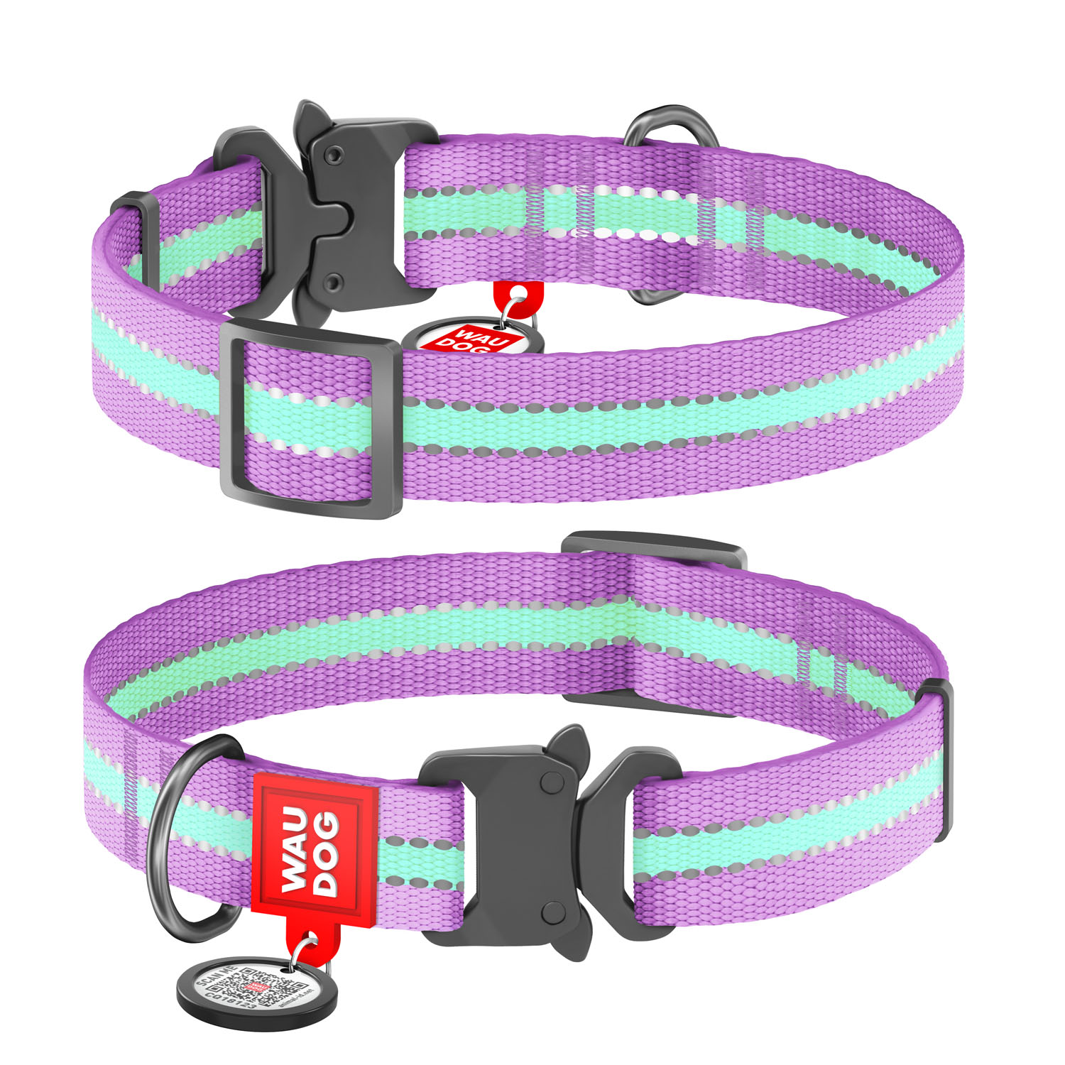 

Ошейник WAUDOG Nylon с QR паспортом, светящийся металлическая пряжка-фастекс 35-58 см 25 мм Фиолетовый (52209)