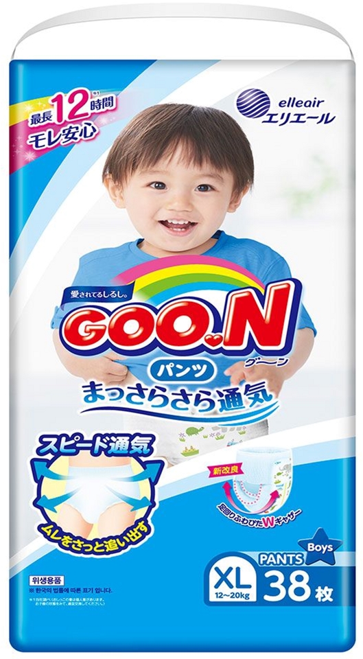 

Подгузники-трусики Goo.N для мальчиков 12 - 20 кг Big XL 38 шт (843098)(4902011751406)