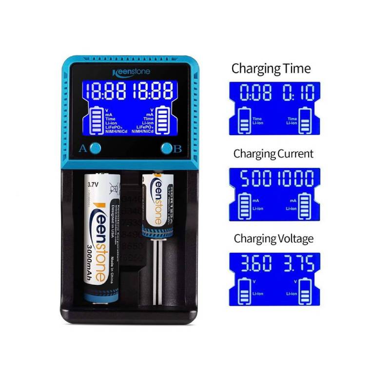 

Универсальное зарядное устройство Keenstone HXY-H2 для аккумуляторных батарей, LCD-дисплей, для батарей Ni-MH/Ni-Cd, Li-ion