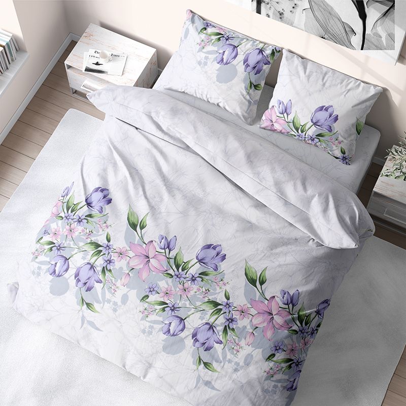 

Комплект постельного белья из бязи Time Textile Фиолетовые тюльпаны двуспальный Фиолетовый TT174435-d 70х70