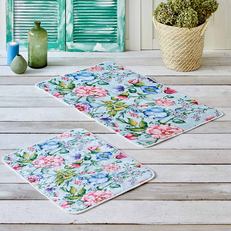 

Набор ковриков Karaca Home Novela 60x100 см + 50x60 см Голубой, Розовый svt-2000022268455