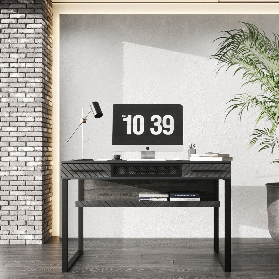 

Стол компьютерный Fenster Бруклин Чёрный 760x1200x600 ДСП Камень