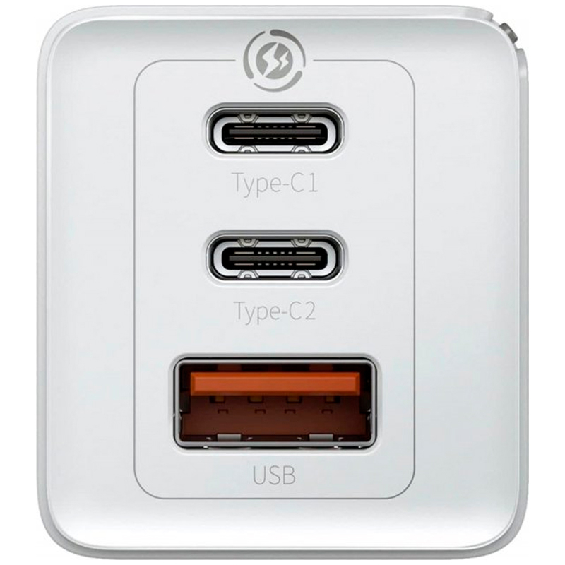 

Сетевое зарядное устройство Baseus GaN2 Pro Quick Charger 1USB + 2Type-C 65W (CCGAN2P-B02), White