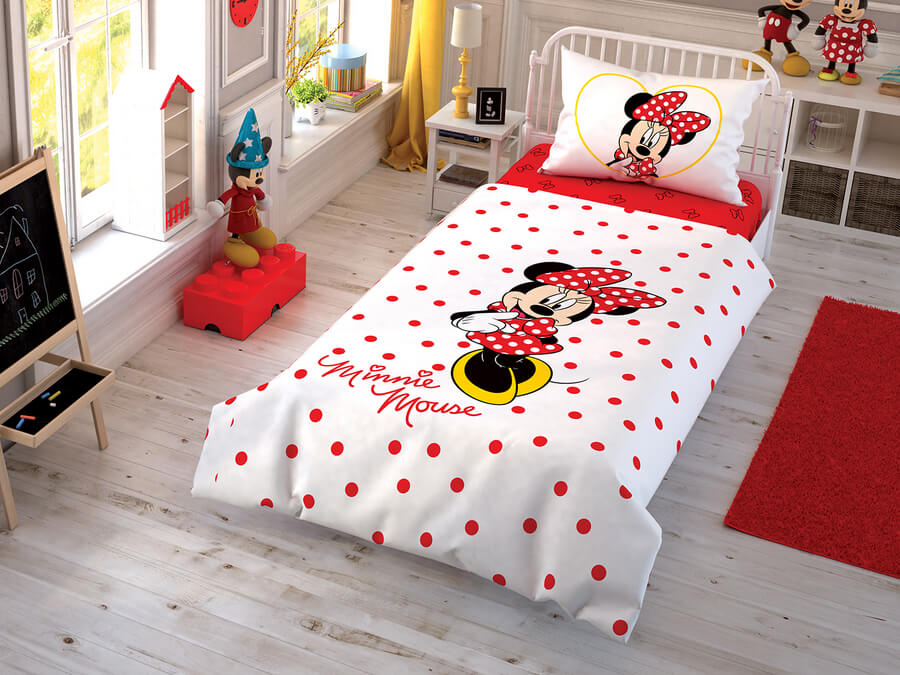 

Детский и подростковый комплект TAC Minnie Mouse Cek Ранфорс / простынь на резинке 160 x 220 см