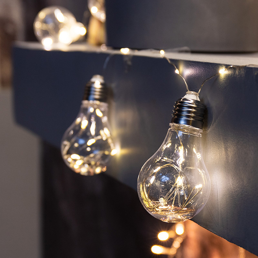 

Светодиодная LED гирлянда в виде лампочки Xmas 10 Led 2M WW с соединителем Теплый белый