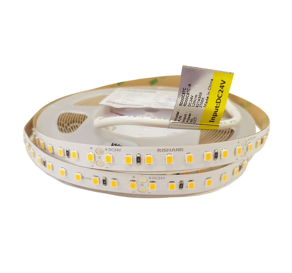 

Светодиодная лента RISHANG SMD 2835 128 LEDs/M 12W 5м 24V IP20 2700K (RD00C8TC-A-SW)