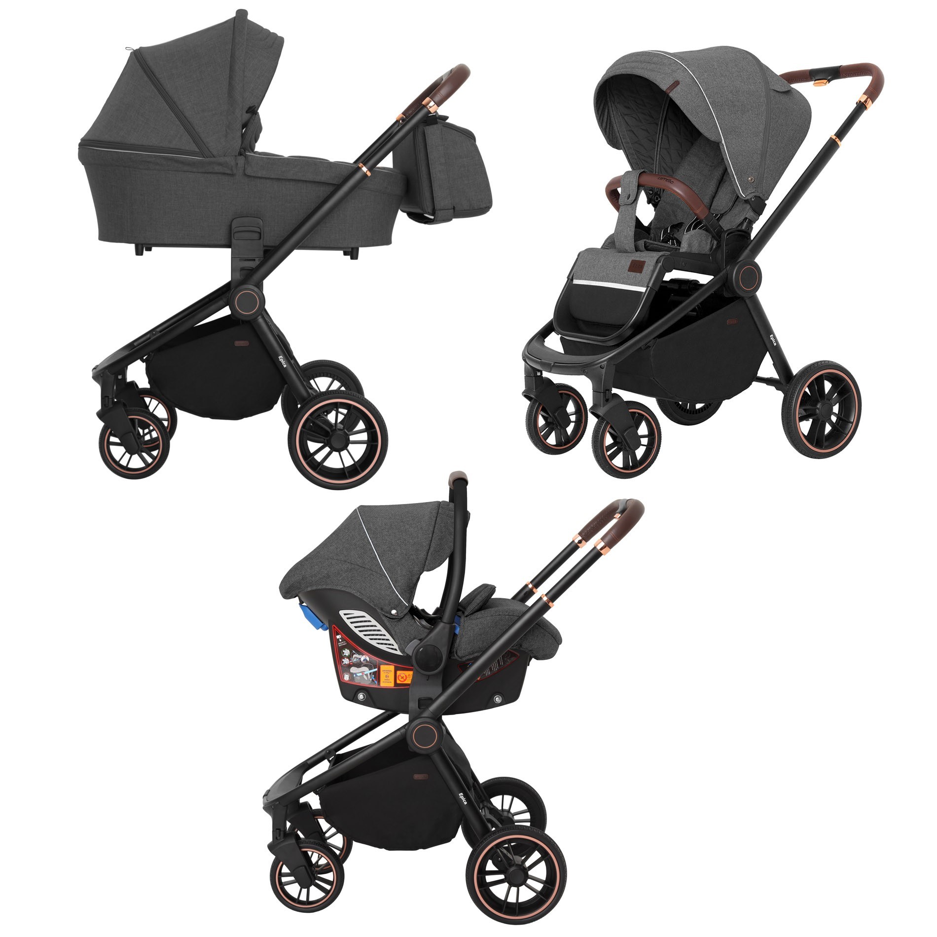 

Коляска універсальна CARRELLO Epica CRL-8511/1 (3in1) Iron Grey +дощовик