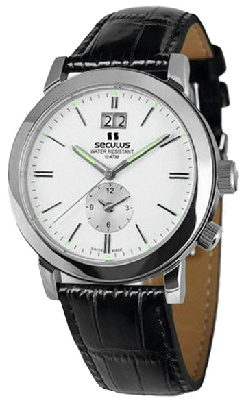 

Мужские часы Seculus 9537.1.620 white, ss, black leather