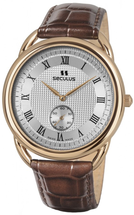 

Мужские часы Seculus 4483.2.1069 pvd-r case, white dial, brown leather