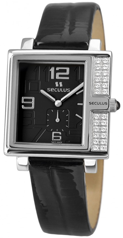 

Женские часы Seculus 1670.2.1064 black, ss-cz, black leather