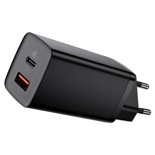

Сетевое зарядное устройство Baseus GaN2 Lite Quick Charger (USB + Type-C, 65W) CCGAN2L-B01 — Black