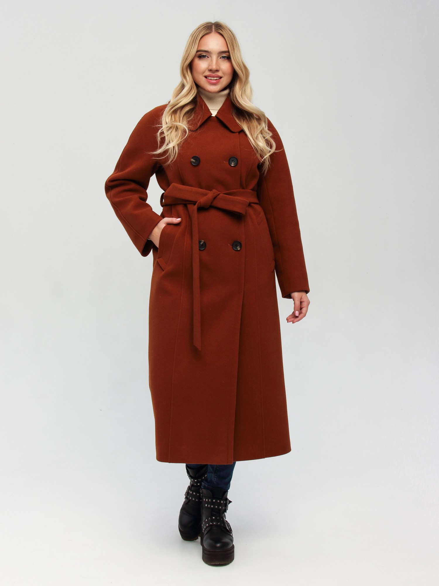 

Пальто двубортное утепленное Искра - Терракотовое, Пальто двубортное утепленное Искра L-XL Терракотовое