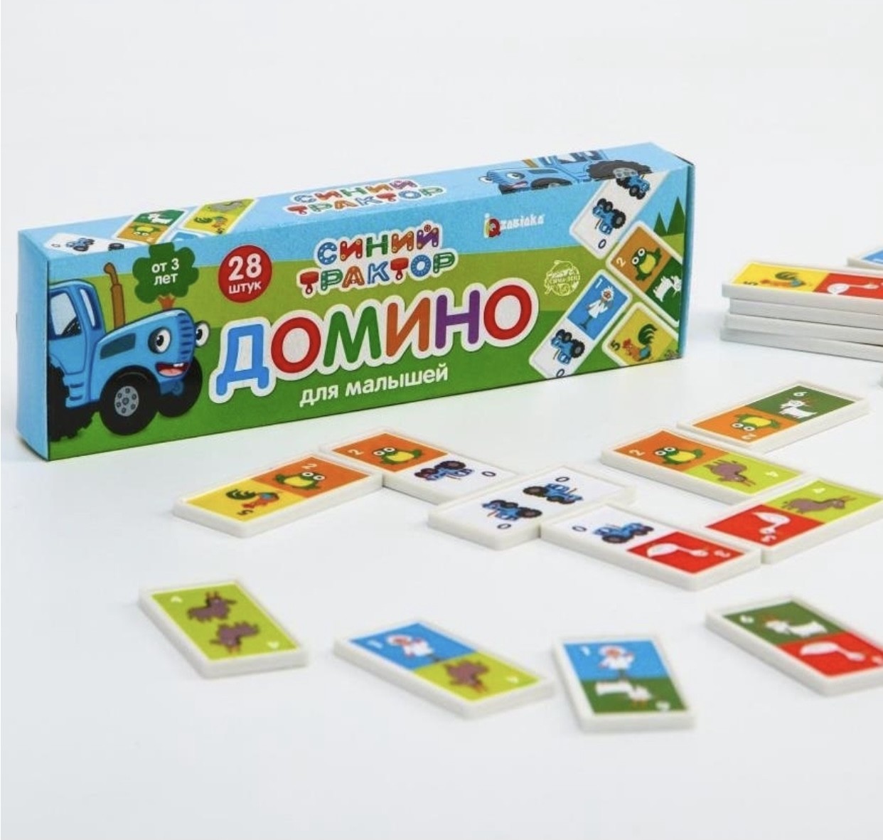 

Синий трактор домино для малышей Умка