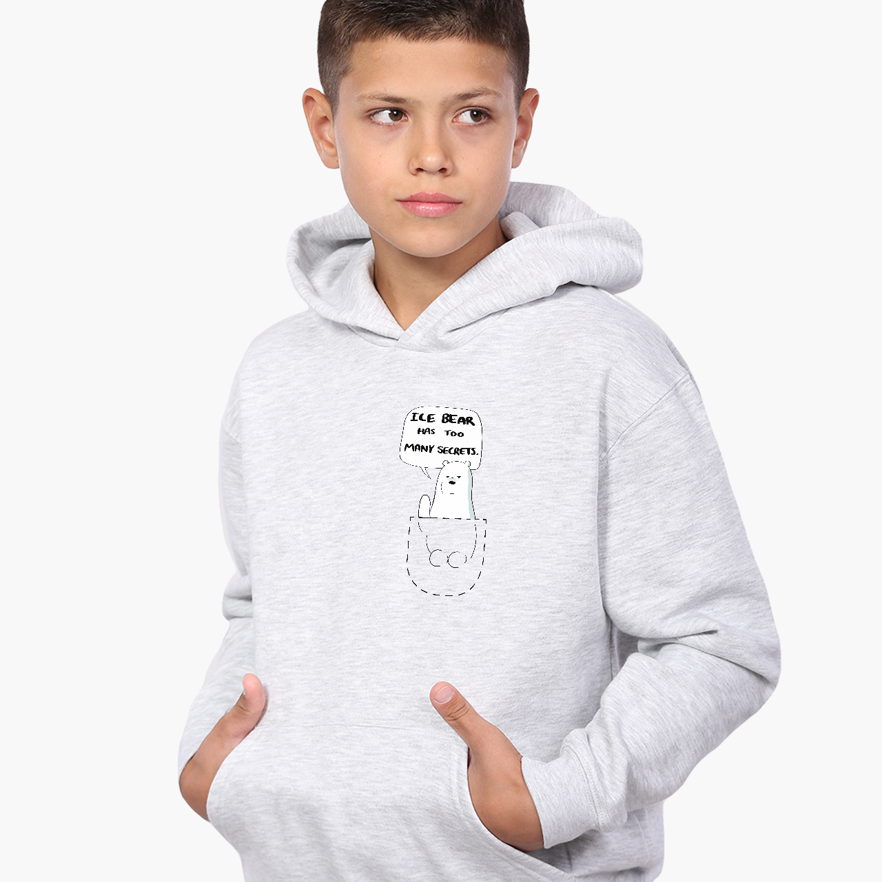 

Худи детский Вся правда о медведях (We Bare Bears) Светло-серый меланж (9298-2904) 140 см