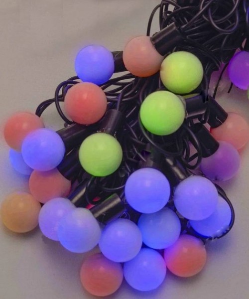 

Гирлянда Шарики 40 LED 7м 18мм черный провод переходник 7-ми цветная Gonchar (NAT06675)