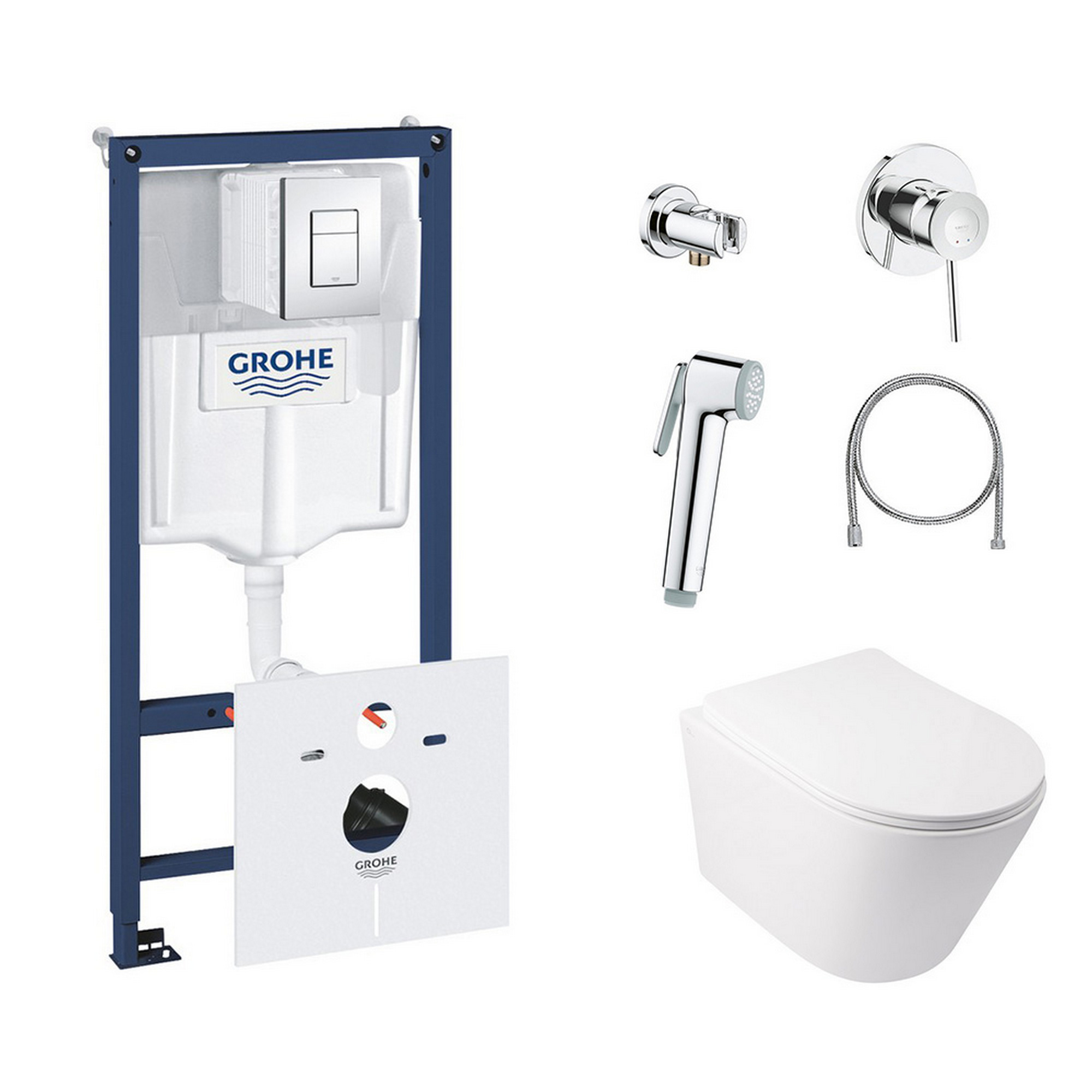 

Комплект инсталляция Grohe Rapid SL 38827000 + унитаз с сиденьем Qtap Swan QT16335178W + набор для гигиенического душа со смесителем Grohe BauClassic 111048