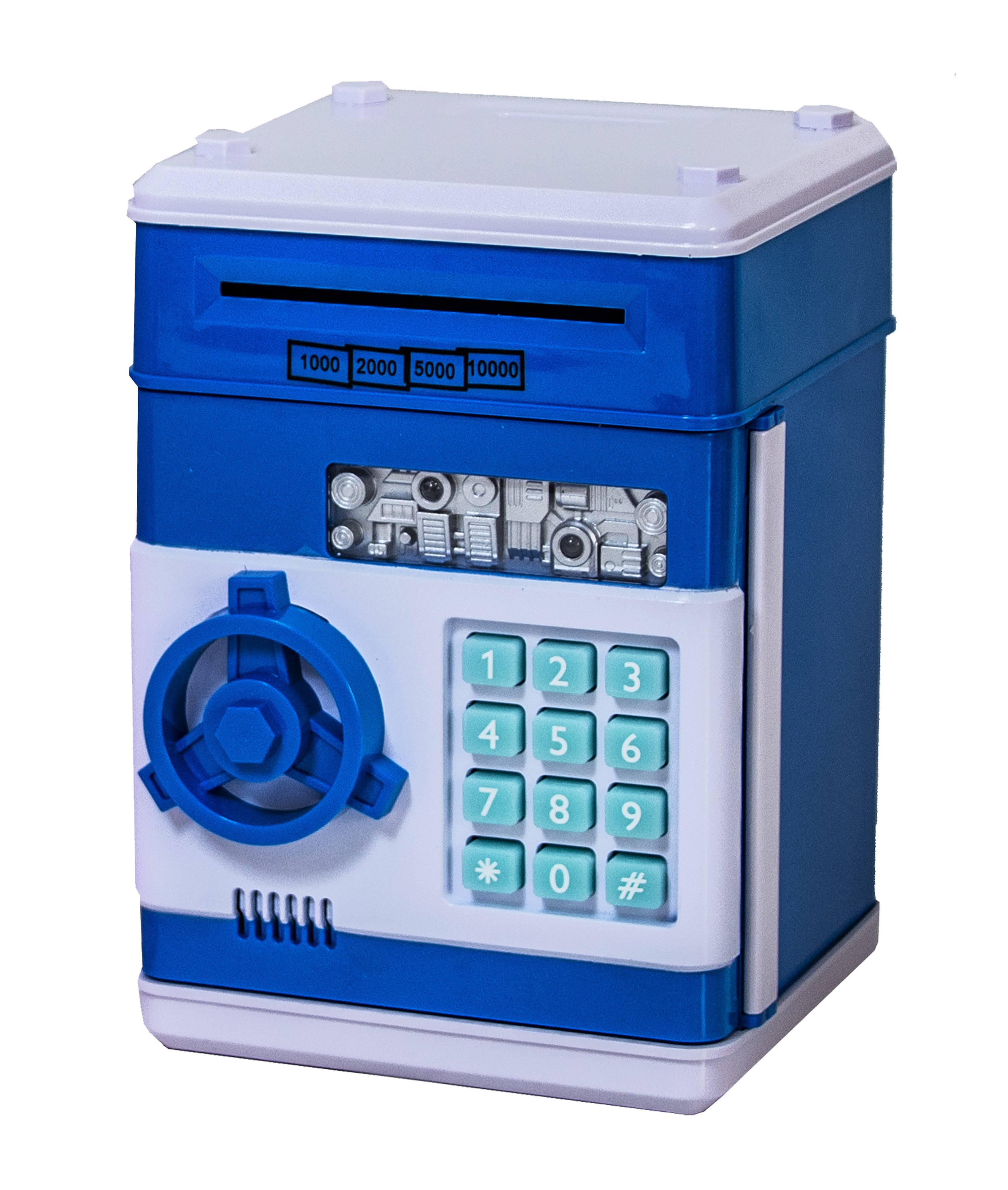 

Детская электронная копилка-сейф Number Bank "Safe". Синяя имеет кодовый замок