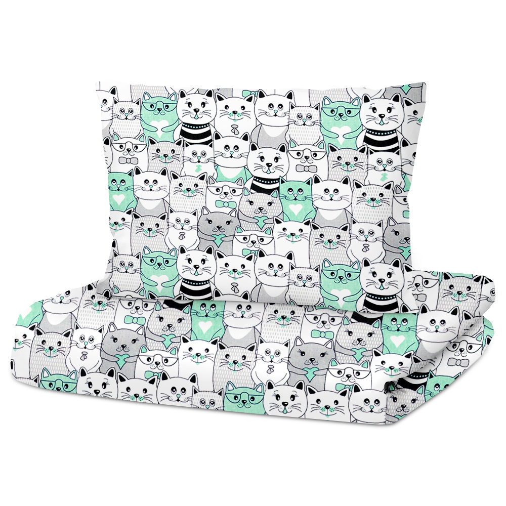 

Набор пододеяльник COSAS 155х215 + наволочка 50х70 Cats Dots