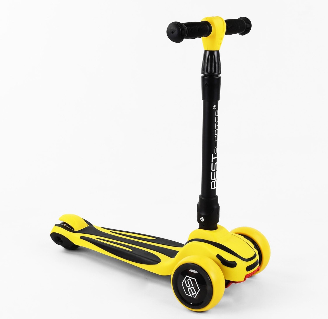 

Детский самокат Best Scooter maxi Складная ручка Светящиеся колеса желтый цвет