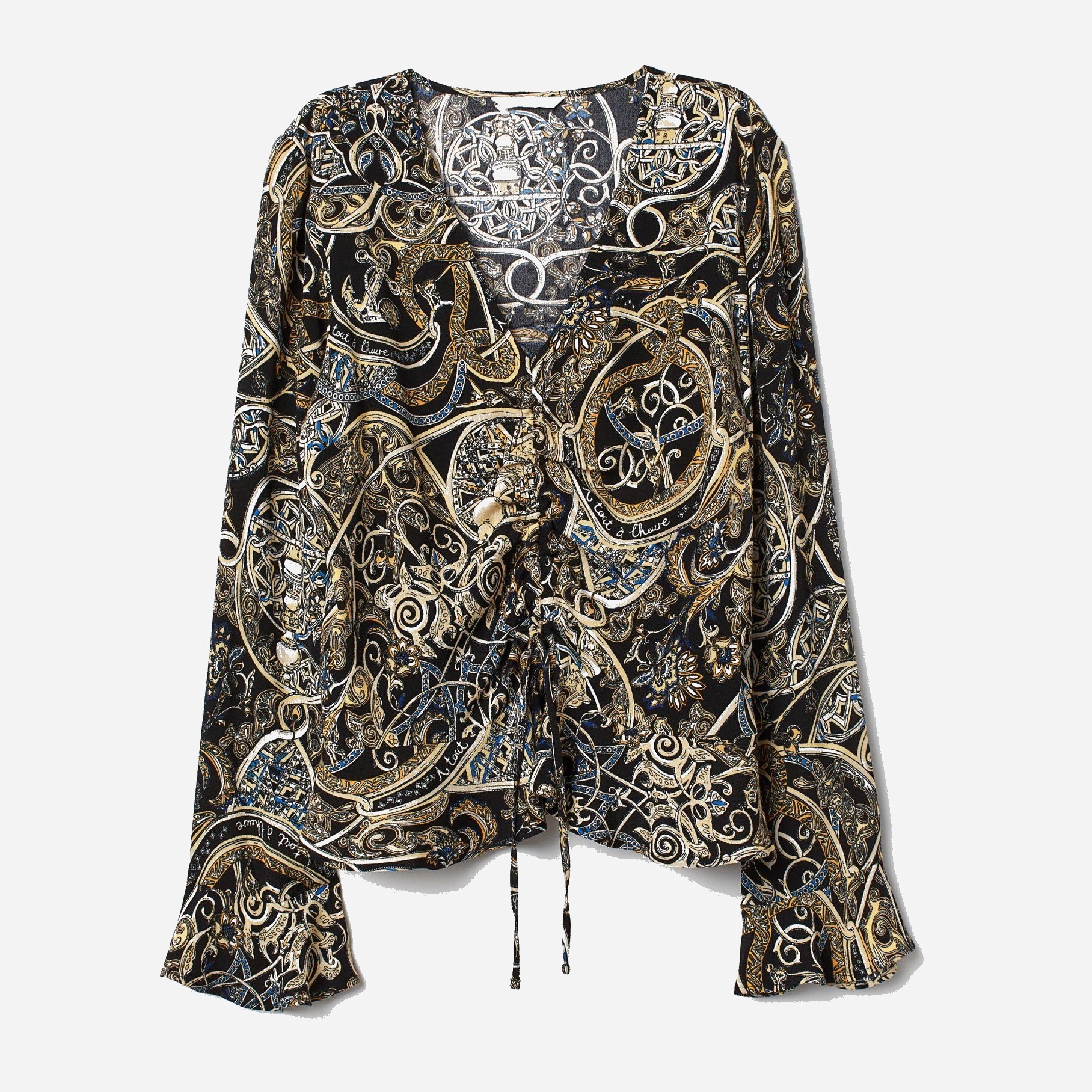 

Блузка H&M XAZ177900NVJH  Черная с бежевым, Блузка H&M XAZ177900NVJH 42 Черная с бежевым